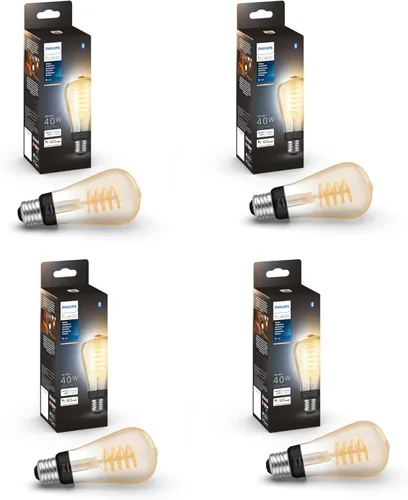 Vista 13 de Philips Hue - Bombilla LED inteligente vintage Edison de filamento regulable White Ambiance ST19, 7W, blanco - Paquete de 1 - E26 - Control
