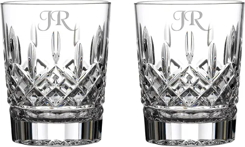 Waterford Lismore - Juego de 2 vasos de cristal personalizados de 12 onzas para whisky, whisky, whisky, whisky, bourbon, cócteles