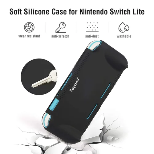 Vista 6 de Teyomi Protective Case Compatible with Nintendo Switch Lite, Silicone Protective Cover for Nintendo Switch Lite with Tempered Glass Screen
