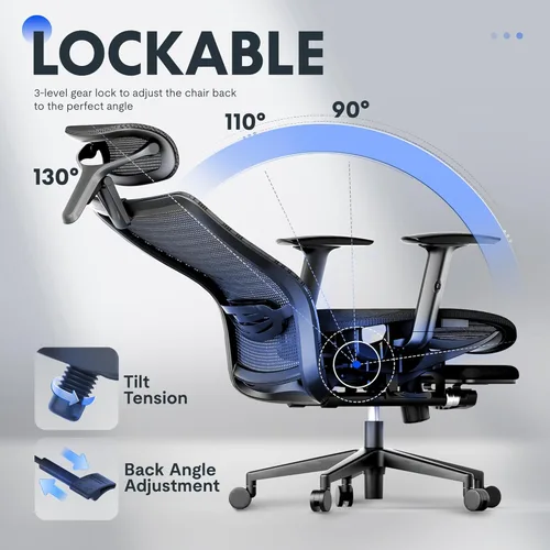 Vista 8 de FLEXISPOT Silla ergonómica de oficina con respaldo alto de malla giratoria para computadora, sillas de escritorio para oficina en casa con ruedas