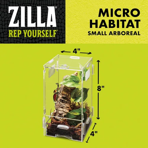 Vista 4 de Zilla Micro Hábitat Terrario, Arrbóreo, con Pestillo de Bloqueo, para Isópodos, Arañas, Insectos, Pequeño
