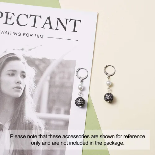 Vista 4 de Pandahall - 100 piezas de aretes de aro de acero inoxidable redondos, componentes traseros para fabricación de joyas, 0.5 x 0.79 x 0.79 pulgadas