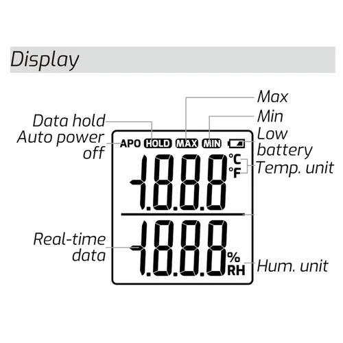 Vista 5 de Asixxsix Digital Temperature Humidity Meter, Thermometer Hygrometer Monitor with Data Hold, Backlight Screen Display, Handheld Temperature and