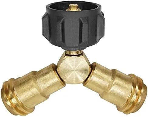 Conector divisor de gas propano de 2 vías, adaptador en T para cilindro de tanque de propano de 20 libras, funciona con cámper, cilindro, linterna,