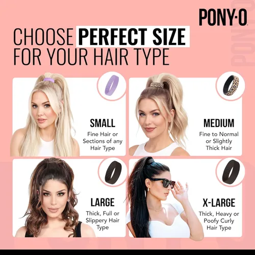 Vista 2 de 2 ligas para el cabello flexibles PONY-O medianas, soportes para cola de caballo: para cabello fino a normal o ligeramente grueso (rubio y blanco)
