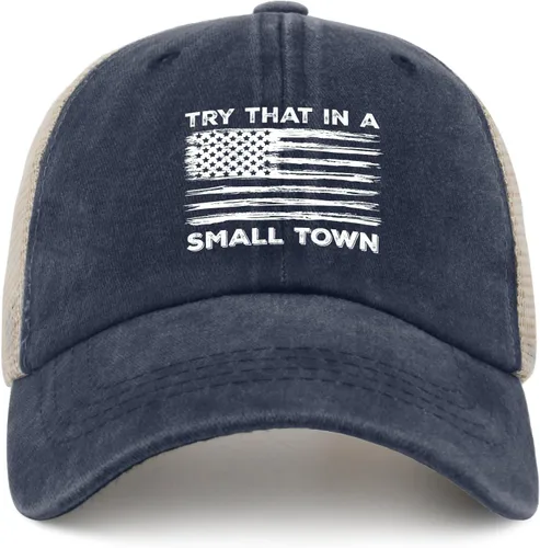 Vista 25 de Hat Try That in Small Towns Trucker Hat Men Funny Mesh Cap for Summer