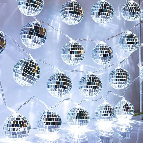 Vista 8 de AceList Tira de luces LED de 20 luces LED de 9.8 pies, funciona con pilas y enchufe USB, luces de bola de discoteca para decoraciones de fiesta
