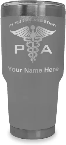 Vista 37 de LaserGram Vaso aislado al vacío de 20 onzas, asistente médico PA, grabado personalizado incluido (negro)
