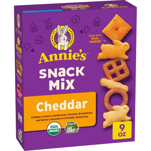 Annie's Mezcla de Snacks de Queso Cheddar con Galletas y Pretzels Surtidos, Hecho con Queso Real, 9 oz