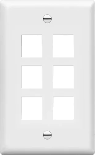 Vista 13 de ENERLITES Placa Keystone RJ45 de 1 puerto compatible con Cat7 Cat6 Cat5, para módulos multimedia de voz, datos y audio/video, 1 banda 4.50 x 2.76