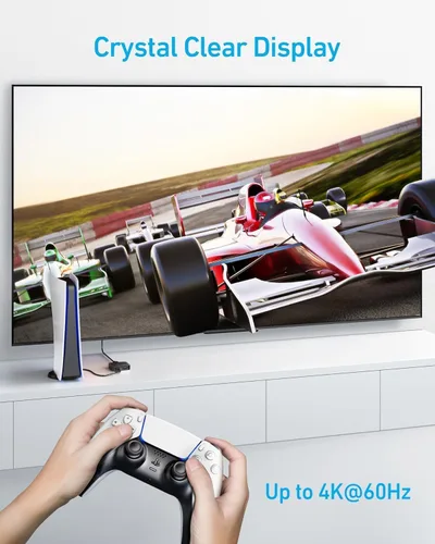 Vista 7 de Anker - Conmutador HDMI, conmutador HDMI 4K@60Hz, 2 en 1 salida con acabado suave, compatible con HDR, 3D, Dolby, compatible con portátiles, PC