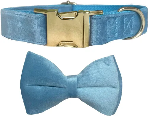 Vista 20 de Love Dream Collar de Perro con Corbatín, Collares de Terciopelo para Perro con Corbatín Desmontable y Hebilla de Metal, Collares de Corbatín Suaves