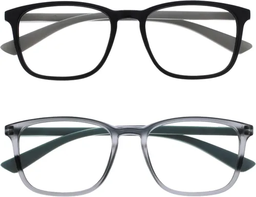 Vista 9 de OPULIZE ARC - Lentes de lectura grandes para mujeres y hombres, marco rectangular resistente a los arañazos con bisagras de resorte, color negro