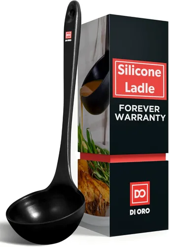 DI ORO - Cucharón de silicona – Cucharón de sopa para cocinar y servir resistente al calor – Cucharón de sopa de cocina antiadherente grande seguro