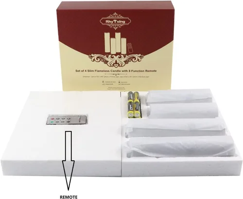 Vista 8 de Rhytsing Velas LED plateadas delgadas que funcionan con pilas, velas sin llama con control remoto, acabado de cera texturizada, 8