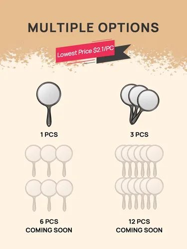 Vista 7 de OMIRO Espejo de mano, espejo de mano de doble cara, espejo de aumento 1X/3X con asa, paquete de 1 (negro transparente)