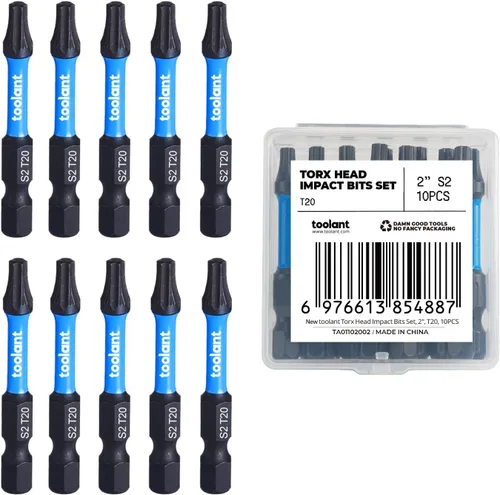 Vista 20 de ToolAnt Juego de brocas Torx de impacto de 1' (TT7-40), Cantidad 13; Juego de brocas estrella a prueba de manipulaciones, 1/4' de vástago hexagonal