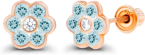 Vista 33 de Aretes de tuerca con bisel de oro macizo de 14 quilates de 0.236 in con piedra natal natural para mujer, piedra natal de 0.069 pulgadas Aretes