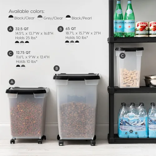 Vista 10 de Iris Contenedor para alimento de perro de estructura hermética, Individual, Negro