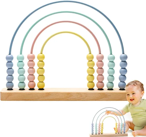 ibwaae Juguetes de madera con cuentas de ábaco arcoíris para niños, habilidades matemáticas tempranas, juegos de aprendizaje educativo Montessori