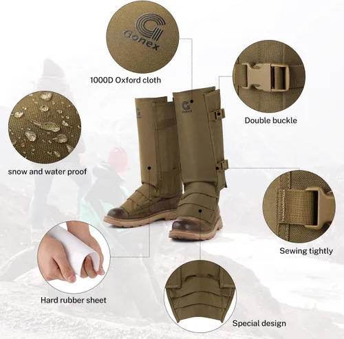 Vista 4 de Gonex Polainas de serpiente, protectores de serpientes impermeables, protección contra mordeduras de serpiente para piernas inferiores, polainas a