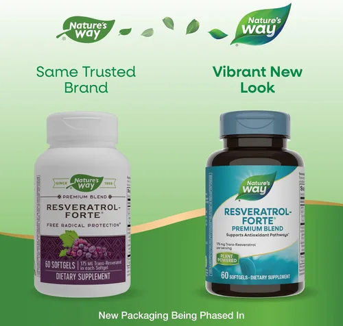 Vista 2 de Nature's Way Resveratrol-Forte, protege de los radicales libres*, 60 cápsulas blandas