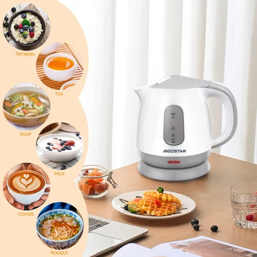 Vista 9 de Aigostar Panini Press Grill Sandwichera y hervidor eléctrico pequeño 1L 1100W