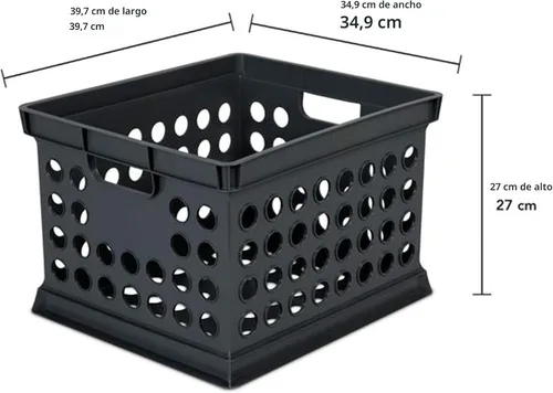 Vista 4 de Sterilite - Cajas de almacenamiento apilables de plástico con asas para organizar archivos para el hogar, oficina, dormitorio, garaje o área de Negro