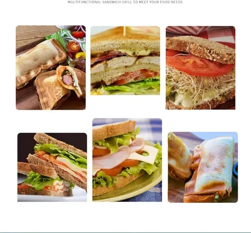 Vista 3 de Sartén para hornear sándwich de doble cara, sartén de doble cara, sartén para hornear al aire libre, bandeja extraíble para hornear sándwich