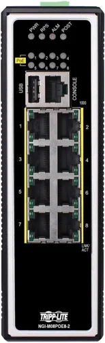 Tripp Lite Conmutador Ethernet Gigabit PoE+ administrado industrial de 8 puertos de capa 2, puertos RJ45 de 10/100/1000 Mbps, montaje DIN,