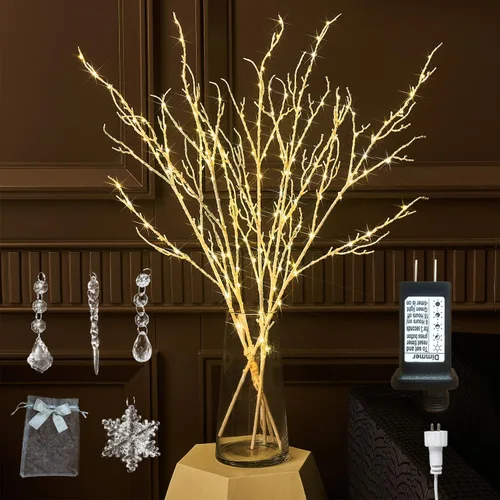 Vista 13 de Fudios Rama Iluminada Enchufable con Temporizador Ramas de Sauce con Luces de Hadas para Florero Ramita de 32 Pulgadas 150 LED Decoración de Fiestas