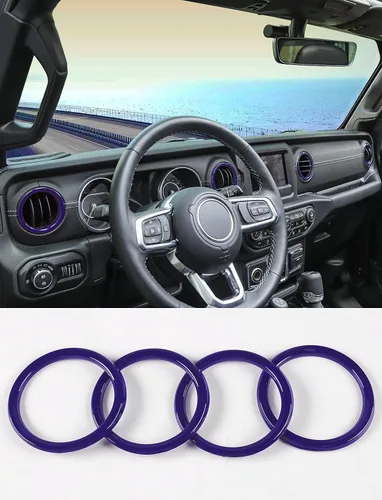 Vista 11 de Savadicar - Accesorios de interior negros - Cubierta de anillo de rejilla de ventilación de aire acondicionado para Jeep Wrangler JL JLU 4XE