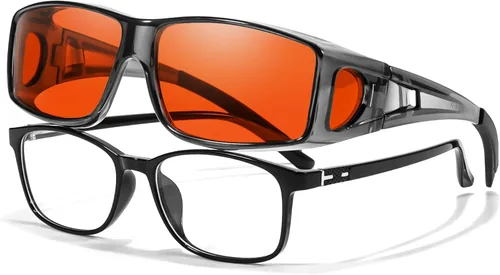 Vista 12 de LVIOE Se ajusta sobre gafas de bloqueo de luz azul y gafas de computadora, uso sobre gafas graduadas, anteojos de lectura, anteojos RX