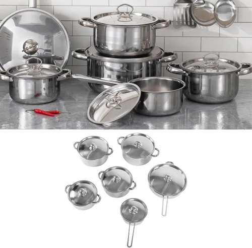 Vista 3 de Yosoo Stainless Steel Cookware Set, Nonstick Saucepan Sauce Pot Professional Cooking Pan with Lid, Induction Kitchen Cooking Set