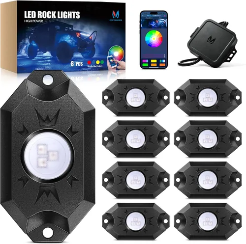 Vista 12 de MICTUNING C2+ RGB+IC Luces de Roca con Colores Cambiantes, Impermeables IP68, 2 piezas de Luces de Neón para Rocas (No Incluye Controlador)