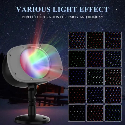 Vista 2 de Proyector de luces navideñas de nevadas – Efectos de iluminación dinámicos de caída de nieve al aire libre para Navidad, paisaje, casa, jardín