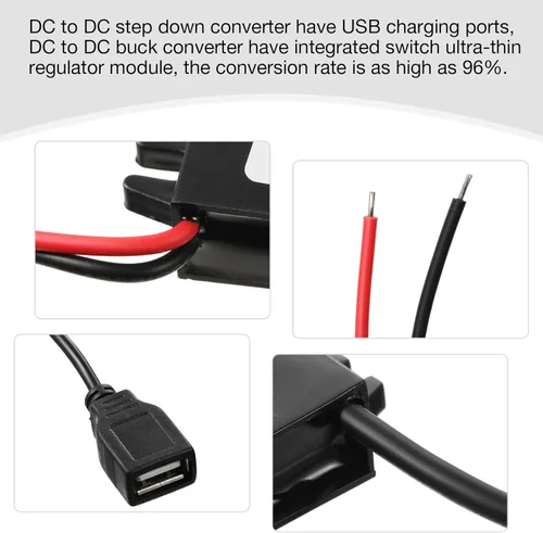 Vista 3 de Weewooday 12 V a 5 V convertidor DC módulo buck adaptador de alimentación USB convertidor de alimentación para coche regulador (1 pieza)