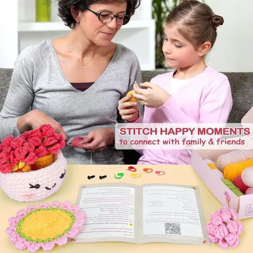 Vista 5 de Crochetta Kit de ganchillo para principiantes, kit de inicio de ganchillo con tutoriales en video paso a paso, kits de animales de ganchillo