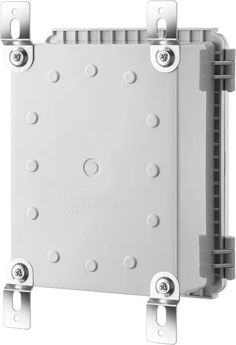 Vista 6 de Caja de conexiones Gratury, carcasa de plástico impermeable IP67 para proyectos eléctricos, cubierta con bisagras gris, incluye placa de montaje