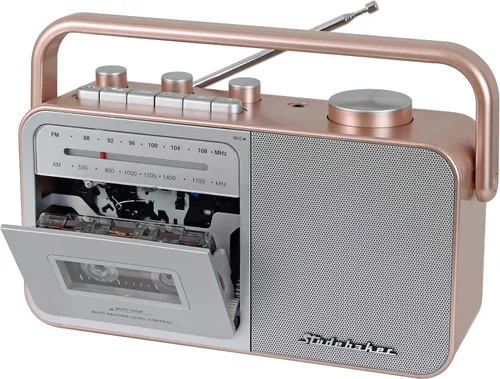 Vista 4 de Studebaker SB2130RG Reproductor de cassette portátil con radio AM/FM (oro rosa/plata)