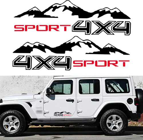 TOMALL 1 par de calcomanías deportivas de montaña de 21.6 pulgadas 4 x 4 para carrocería de automóvil, puerta, lateral, montañas automáticas,