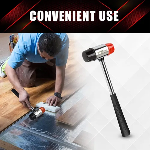 Vista 5 de YIYITOOLS Mazo suave de doble cara, martillo, joyería, madera, instalación de pisos, sin chispas, golpe y mango de plástico – 35 mm, rojo y negro