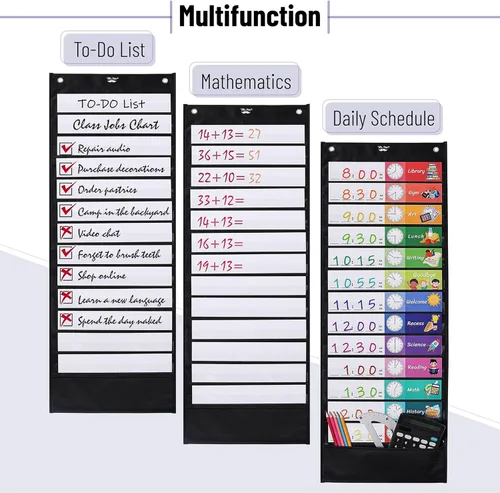 Vista 3 de Mr. Pen Tabla de bolsillo para horarios diarios, 13 + 1 bolsillos, 26 tarjetas reutilizables de doble cara (13 colores + 13 en blanco), 12.8 x 35