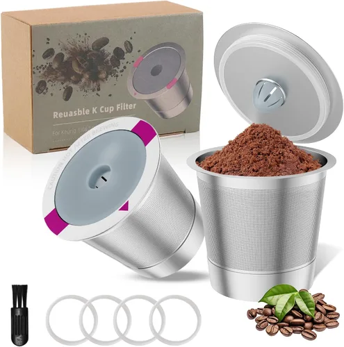 Vista 7 de 1 paquete de cápsulas de café K Cup reutilizables, filtros de café K Cup rellenables de acero inoxidable para cafeteras Keurig 1.0 y 2.0