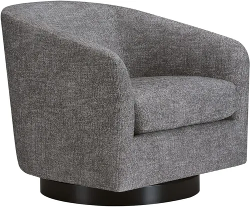 Vista 50 de CHITA - Silla giratoria decorativa, tapizada en terciopelo con certificación FSC, estilo barril, para sala de estar, completamente ensamblada