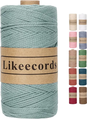 Vista 30 de Likeecords 100% Hilo de Ganchillo de Algodón Cordón de Bolsa de 2mm 170m Cordón de Macramé de 2mm Hilo de Crochet Cuerda de Macramé Regalo para Verde