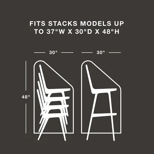 Vista 2 de Fundas para muebles de patio impermeables resistentes - Funda apilable para silla de patio, 600D Rip-Stop, resistente a la decoloración