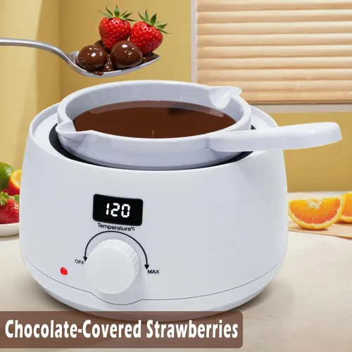 Vista 5 de fisca Derretidor de chocolate con pantalla de temperatura y temperatura ajustable, sumergir, rociar y decorar fresas, pastel pop y chocolates