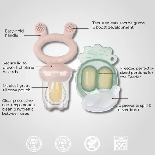 Vista 9 de Haakaa Freeze-N-Feed Mini Combo con alimentador de alimentos de silicona y mini bandeja de silicona Alimentador automático de alimentos sólidos