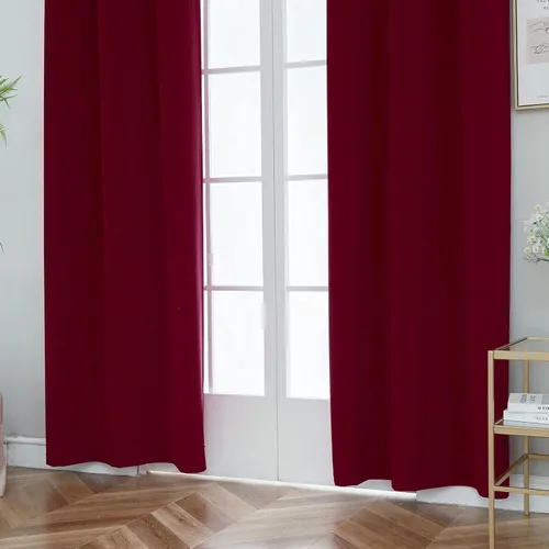 Vista 7 de PLEASANT BOULEVARD Cortinas 100% opacas 2 paneles Elegantes cortinas con aislamiento térmico para dormitorio, sala de estar, ventana grande